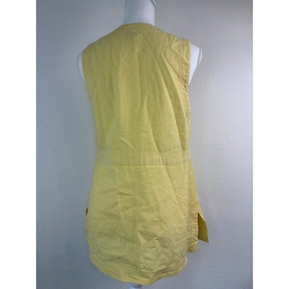 Pilcro women's XS yellow linen cotton v-neck sleeveless tunic top - Picture 4 of 6